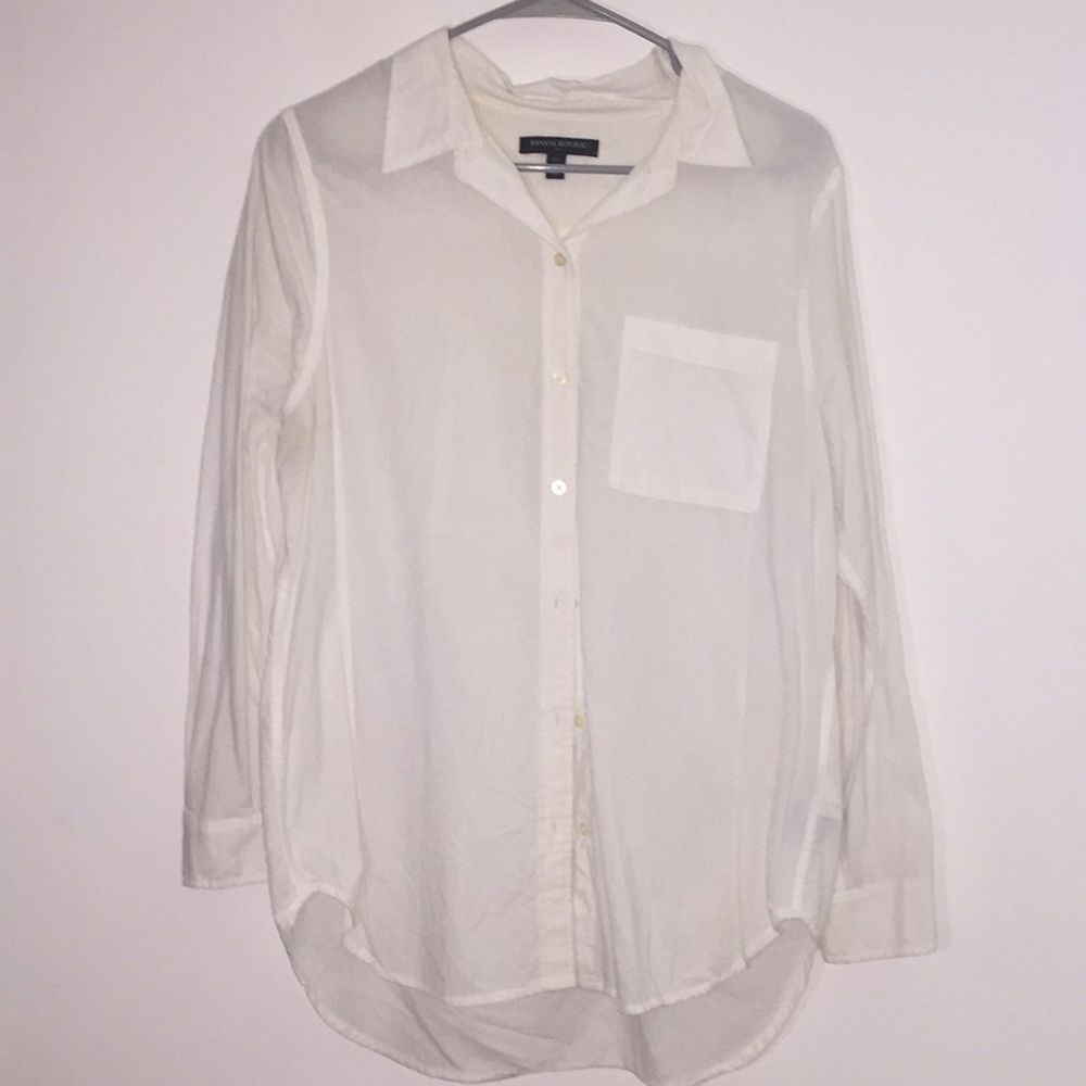 Banana Republic Petite White Button Down - M